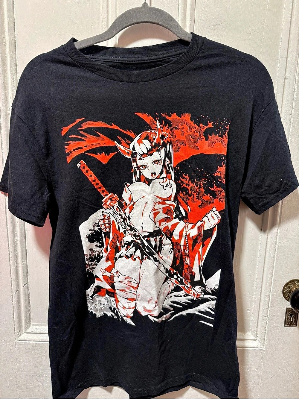 Bad Habits Katana Graphic T-Shirt Black & Red Small